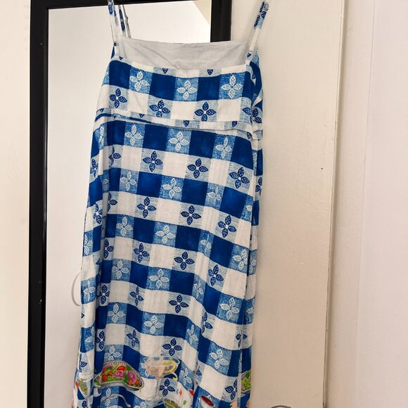 Rachel Antonoff Gwen Seafood Tower Print Mini Dress Blue Check Gingham Floral 0 - Picture 3 of 7